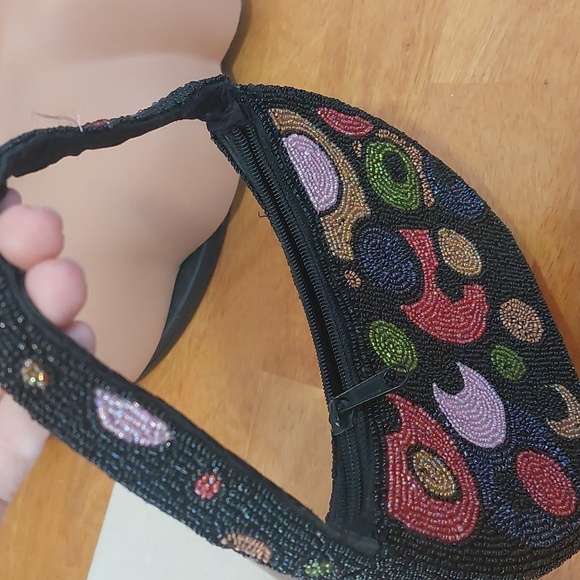 🔖 Black Millefiori Beaded Small Bag Zipper - Picture 4 of 9